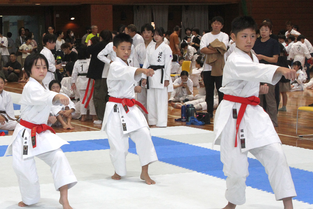 息のあった演武を披露する団体形競技