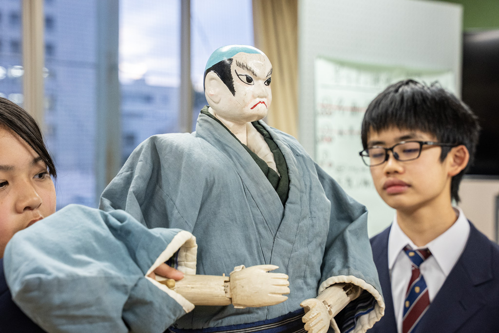 人形浄瑠璃部の練習風景