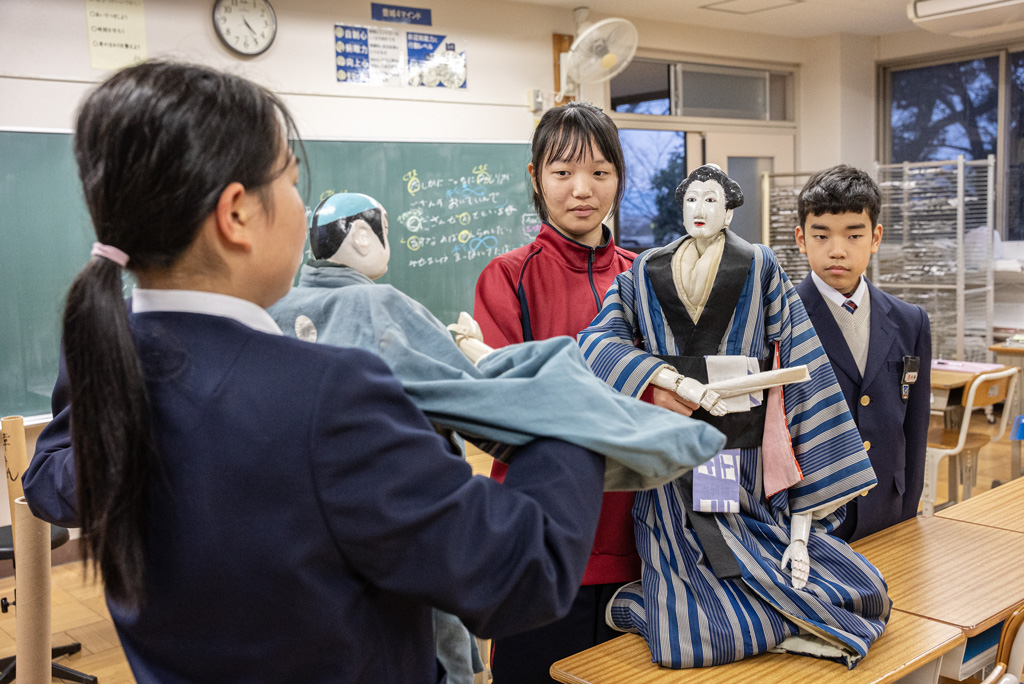 人形浄瑠璃部の練習風景