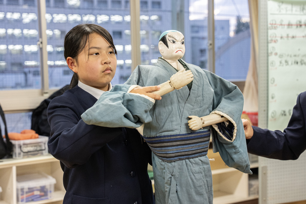 人形浄瑠璃部の練習風景